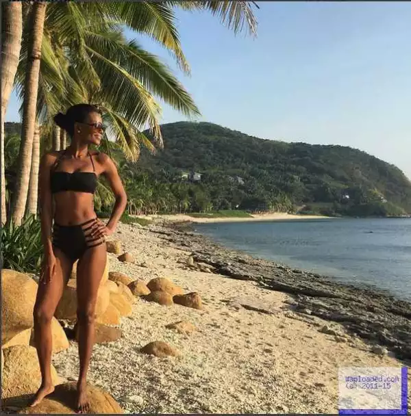 Photos: Agbani Darego Still Flaunting Her Bikini Body In China; Is She Too Skinny?